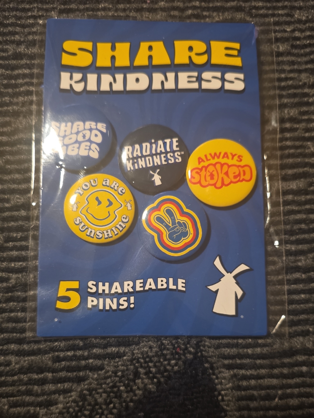 Dutch BROS Share Kindness Pin Set - Blue & Yellow Enamel Buttons
